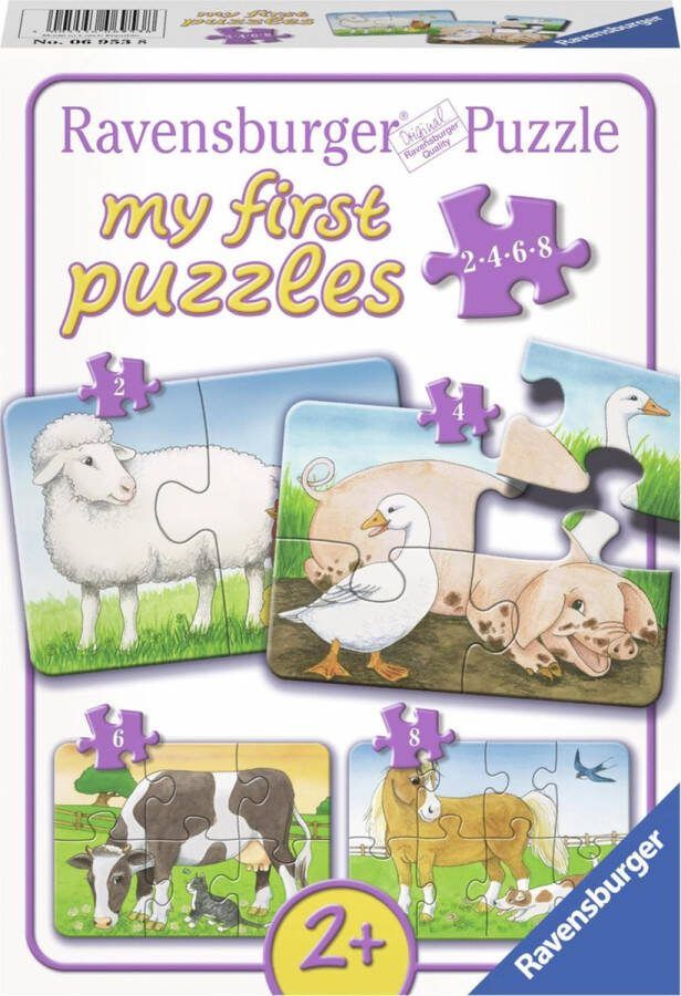 Ravensburger Boerderij dieren- My First puzzels -2+4+6+8 stukjes kinderpuzzel