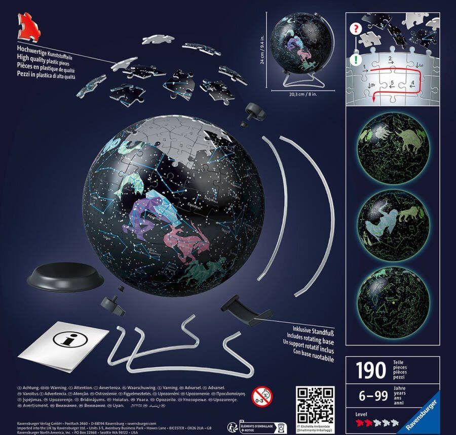 Ravensburger puzzel Planeet glow dark starglobe 180 stukjes