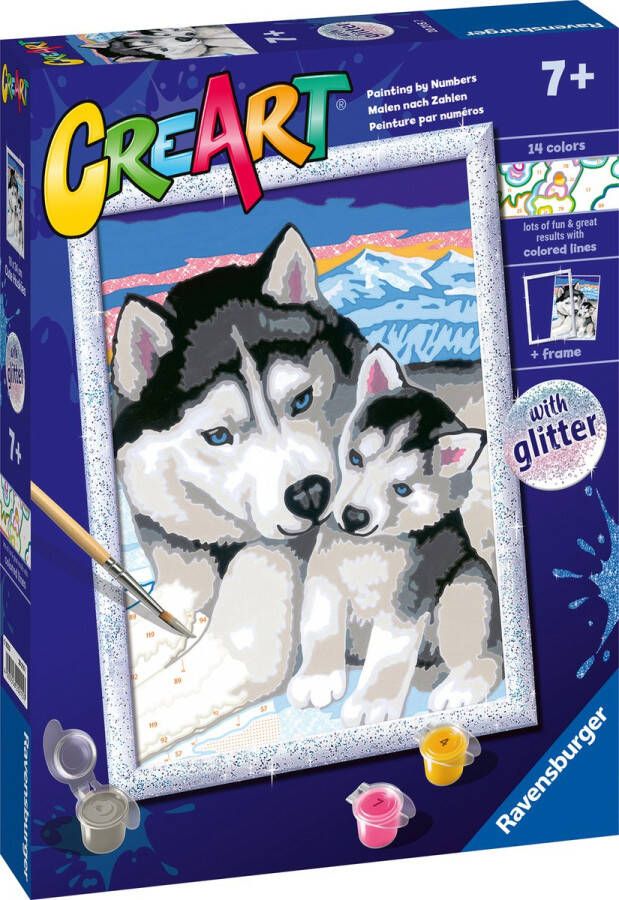 Ravensburger CreArt Cute Huskies Schilderen op nummer voor kinderen