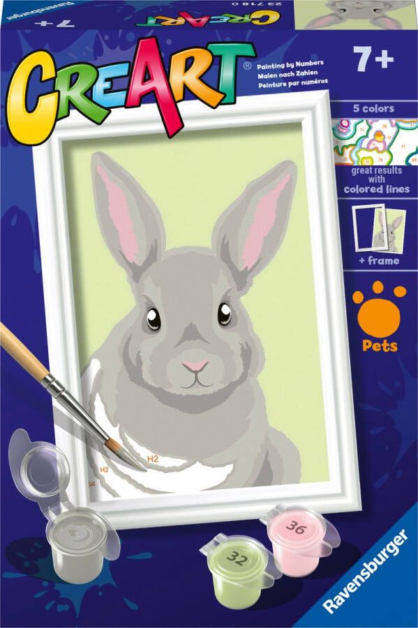 Ravensburger CreArt Gray Rabbit Schilderen op nummer voor kinderen