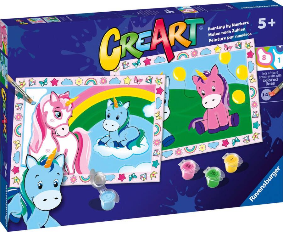 Ravensburger CreArt Happy Unicorns Schilderen op nummer voor kinderen