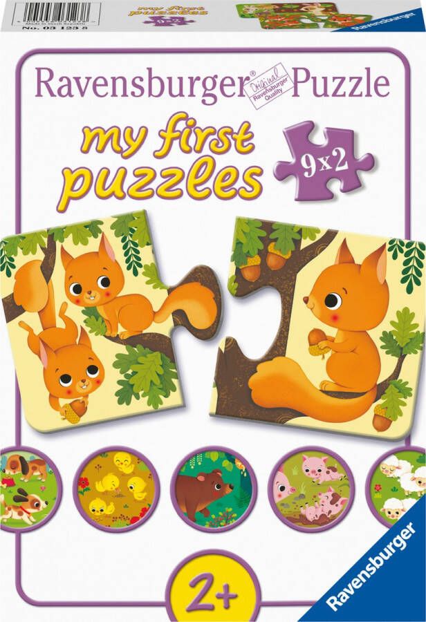 Ravensburger Kinderpuzzel My first puzzles Dieren en hun kleintjes 9 x 2 stukjes