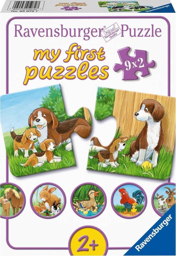 Ravensburger Dierenfamilies op de boerderij My First puzzles 9x2 stukjes kinderpuzzel