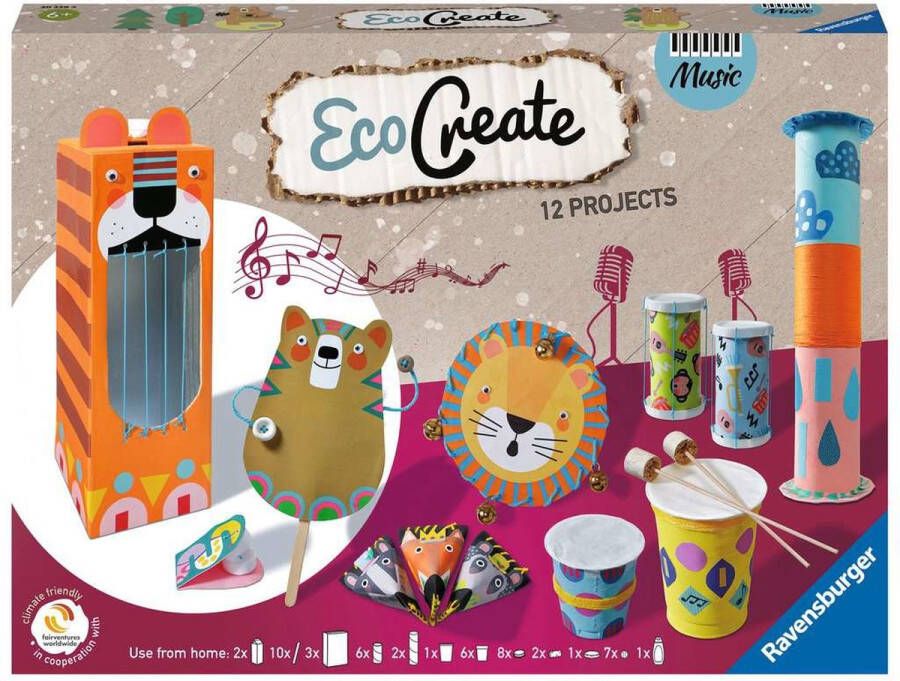 Ravensburger -EcoCreate-Eco-verantwoord-Recycling-Speelgoed-Objecten vervaardigen-Instrumenten maken- Leeftijden 6-20229