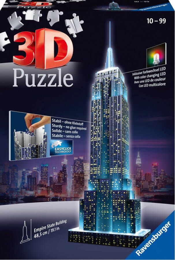 Ravensburger Empire State Building Night Edition 3D Puzzel gebouw van 216 stukjes
