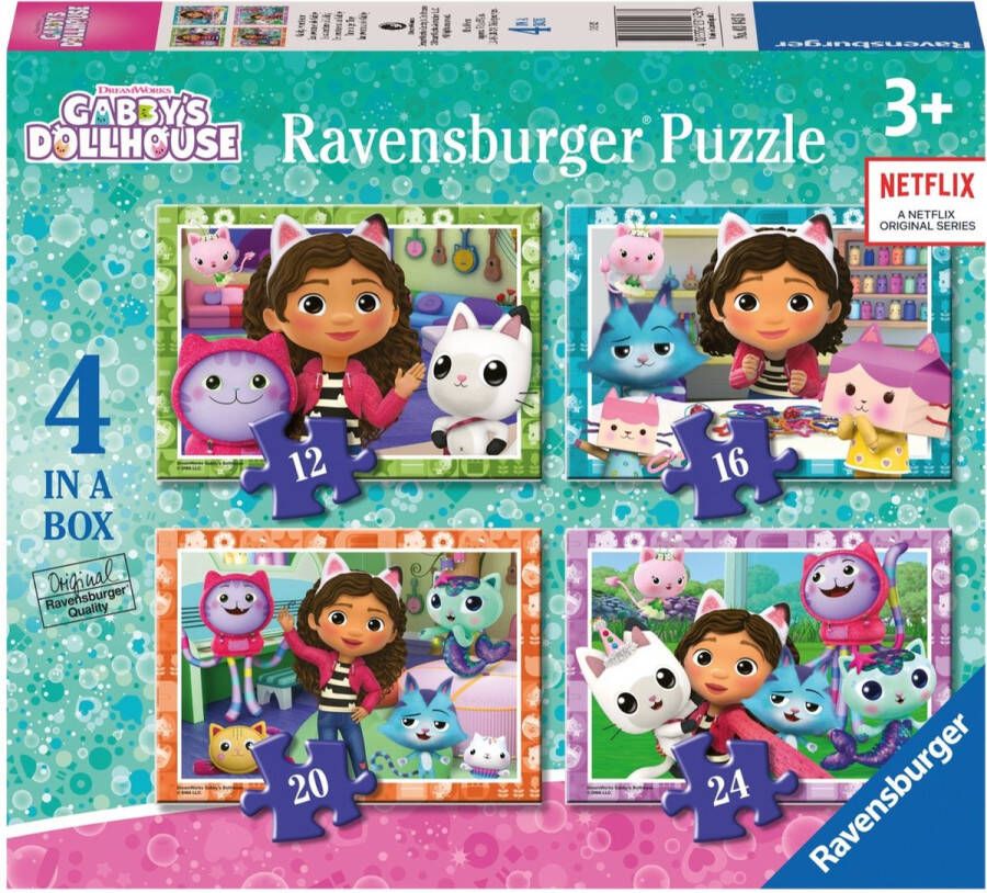 Ravensburger 4-in-1 puzzel Gabby's Dollhouse 12 16 20 24 stukjes