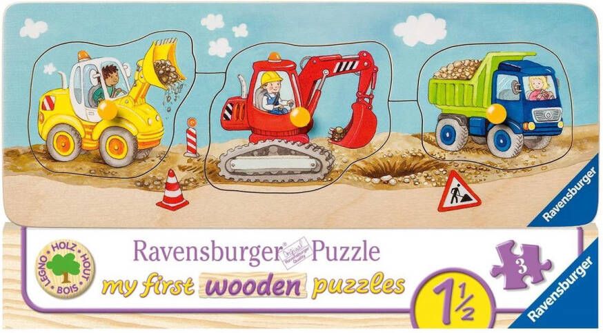 Ravensburger houten puzzel De kleine bouwplaats Legpuzzel 3 stukjes
