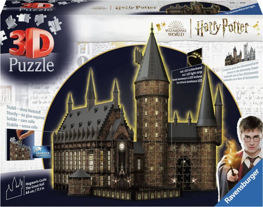 Ravensburger Harry Potter Hogwarts Castle: Great Hall Night Edition (643 Pieces) 3D Puzzel Multicolours