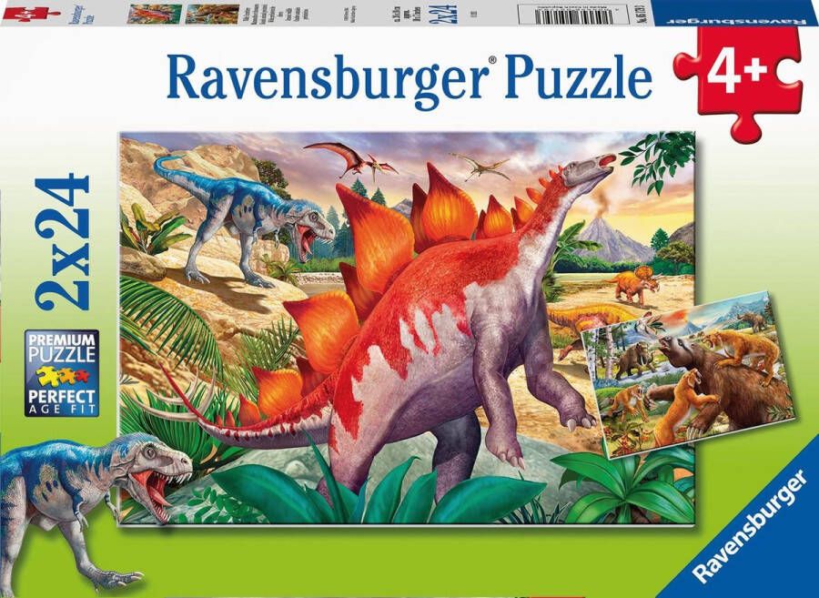 Ravensburger Kinderpuzzel Wilde oertijd dieren 2 x 24 stukjes