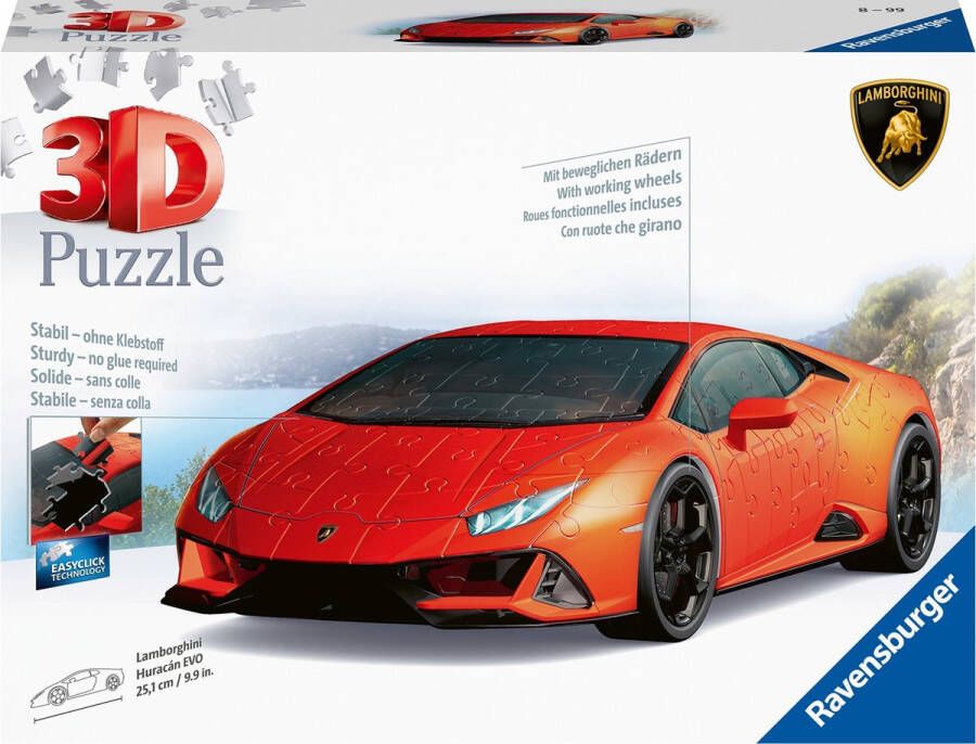 Ravensburger 3D puzzel 108 stukjes lamborghini Hurac EVO arancio