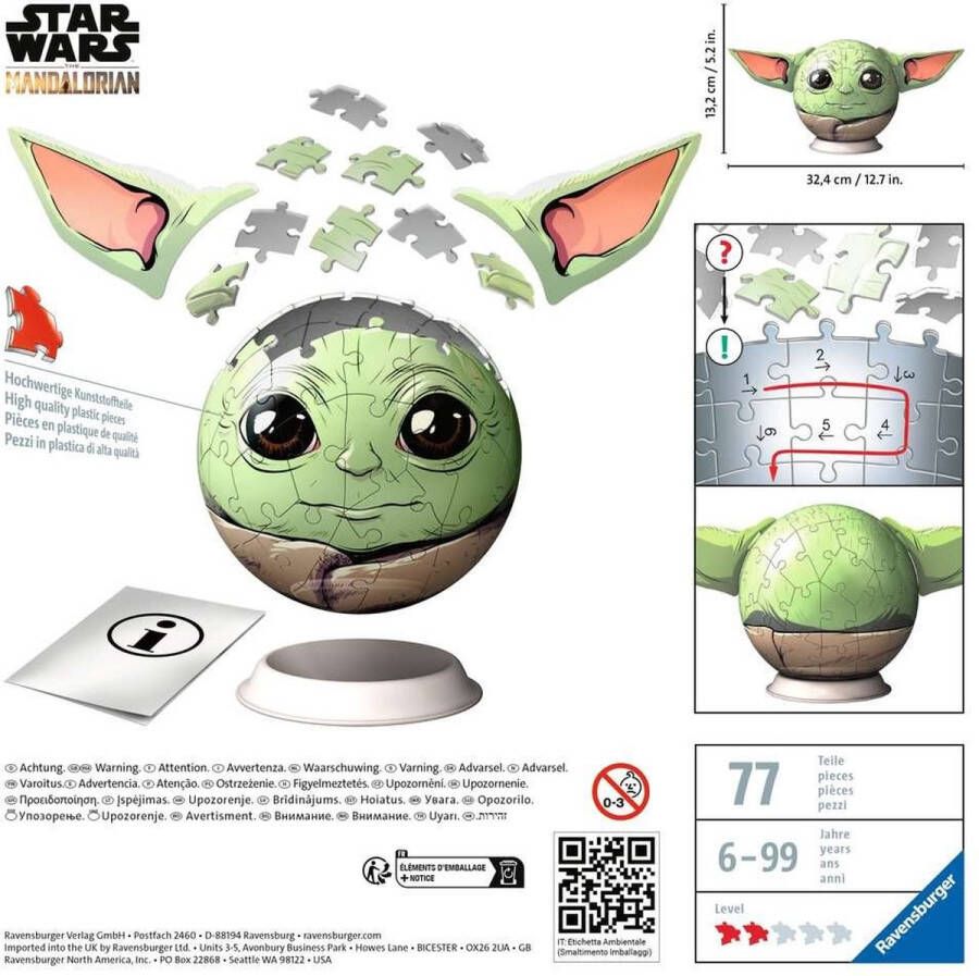 Ravensburger puzzelbal 72 stukjes Star Wars Grogu with ears