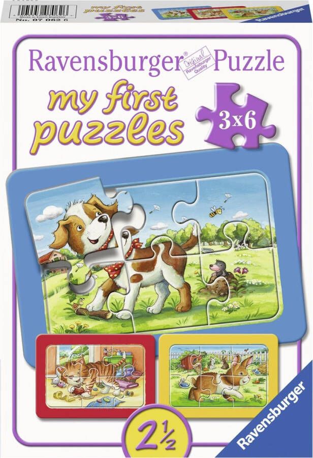 Ravensburger Mijn dierenvriendjes My First puzzels 3x6 stukjes kinderpuzzel