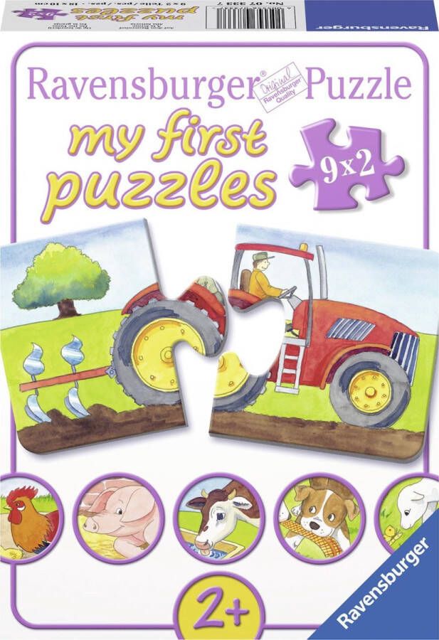 Ravensburger Op de boerderij- My First puzzles -9x2 stukjes kinderpuzzel