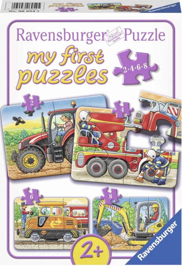 Ravensburger Op het werk- My First puzzels -2+4+6+8 stukjes kinderpuzzel