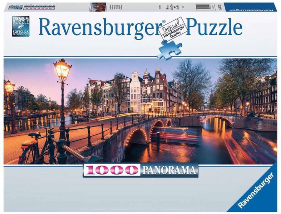 Ravensburger Panorama Puzzel Avond in Amsterdam Legpuzzel 1000 stukjes