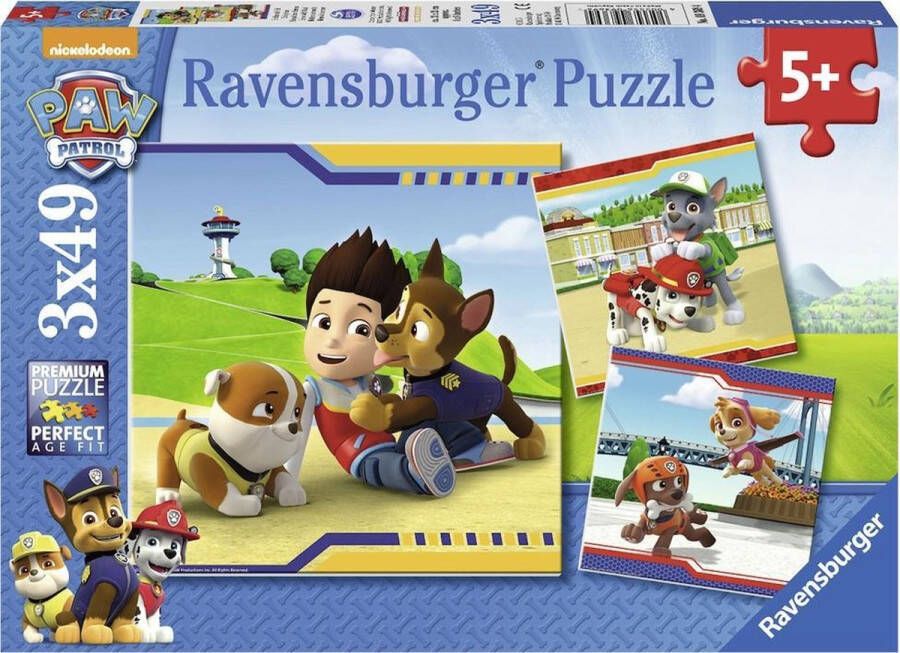 Ravensburger puzzel PAW Patrol helden met vacht 3 x 49 stukjes