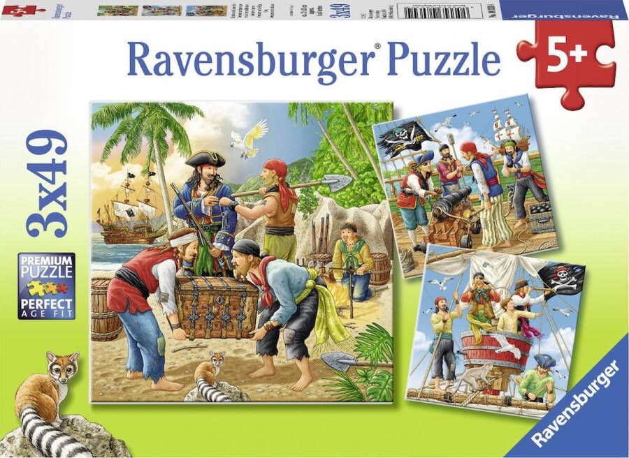 Ravensburger puzzel Avonturen op zee Drie puzzels van 49 stukjes kinderpuzzel