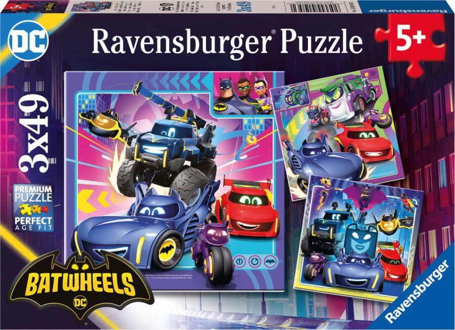 Ravensburger puzzel Batwheels Drie puzzels 49 stukjes kinderpuzzel