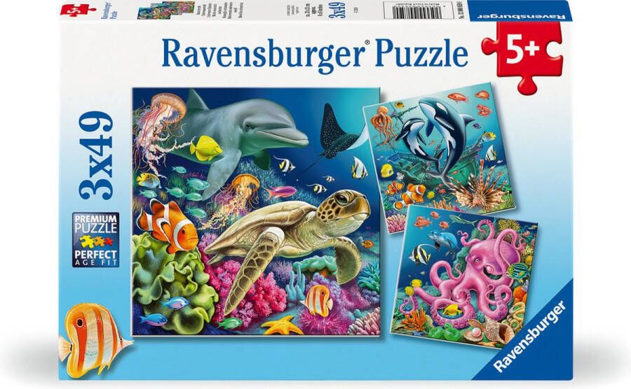 Ravensburger puzzel Betoverende onderwaterwereld Drie puzzels 49 stukjes kinderpuzzel