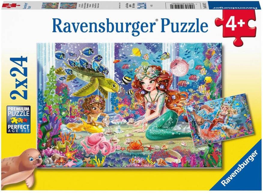 Ravensburger puzzel Betoverende zeemeerminnen 2 x 24 stukjes kinderpuzzel