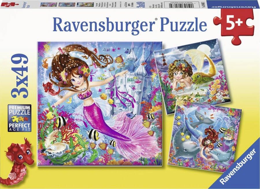 Ravensburger puzzel Betoverende zeemeerminnen 3x49 stukjes kinderpuzzel