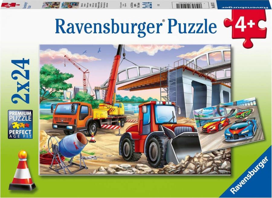 Ravensburger puzzel Bouwplaats en wedstrijd 2 x 24 stukjes kinderpuzzel