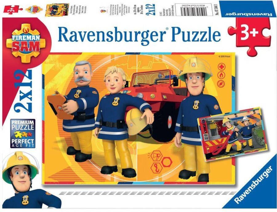 Ravensburger puzzel Brandweerman Sam aan het werk- 2x12 stukjes kinderpuzzel