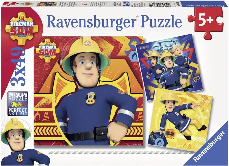 Ravensburger puzzel Brandweerman Sam: Bij gevaar Sam roepen 3x49 stukjes kinderpuzzel