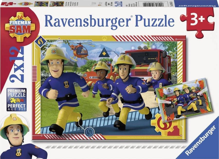 Ravensburger puzzel Brandweerman Sam en zijn team 2x12 stukjes kinderpuzzel