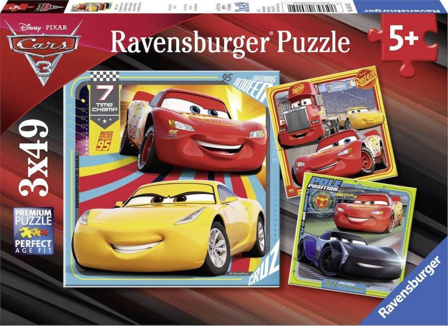 Ravensburger puzzel Cars 3 Legendes van de baan 3x49 stukjes kinderpuzzel