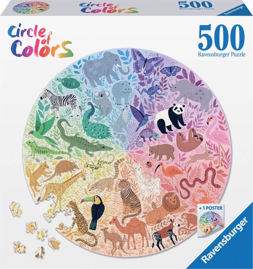 Ravensburger Puzzel 500 stukjes Round puzzle Circle of colors Animals