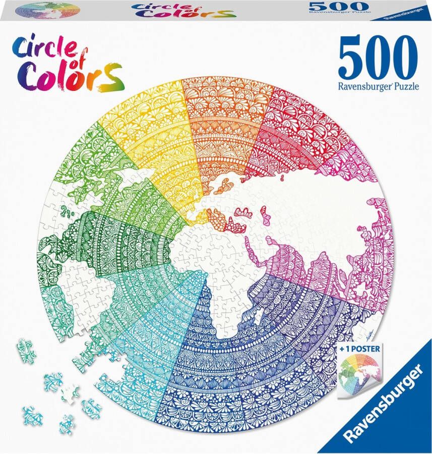 Ravensburger Puzzel 500 stukjes Round puzzle Circle of colors Mandala
