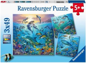 Ravensburger puzzel Dieren in de Oceaan 3x49 stukjes kinderpuzzel