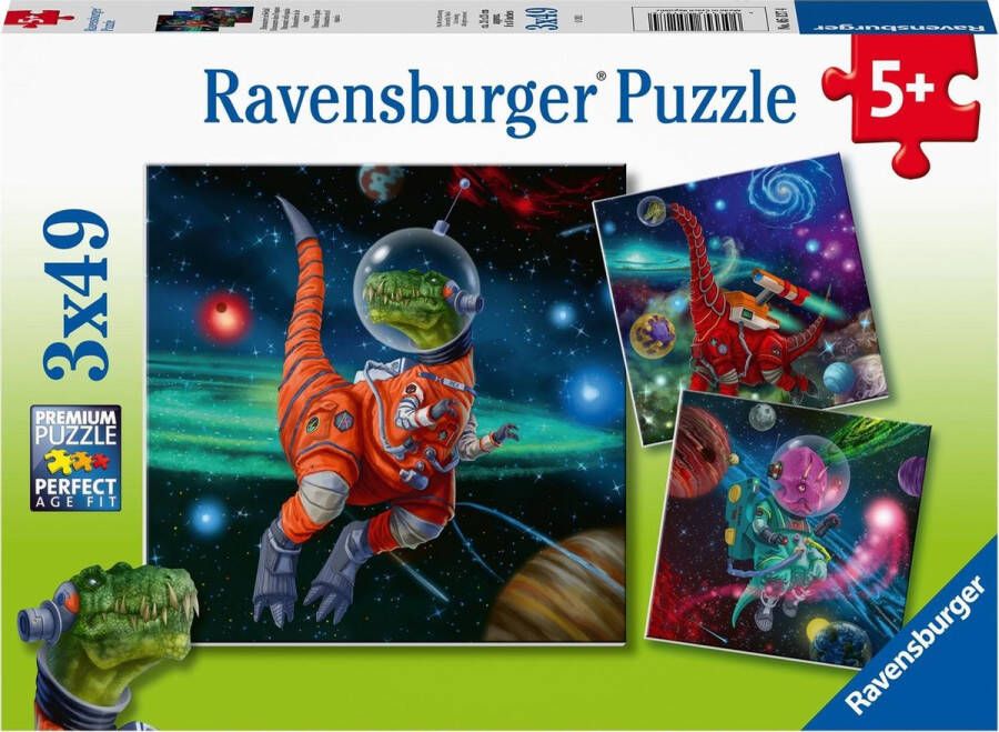 Ravensburger puzzel DinosauriÃrs in de ruimte 3 x 49 stukjes kinderpuzzel