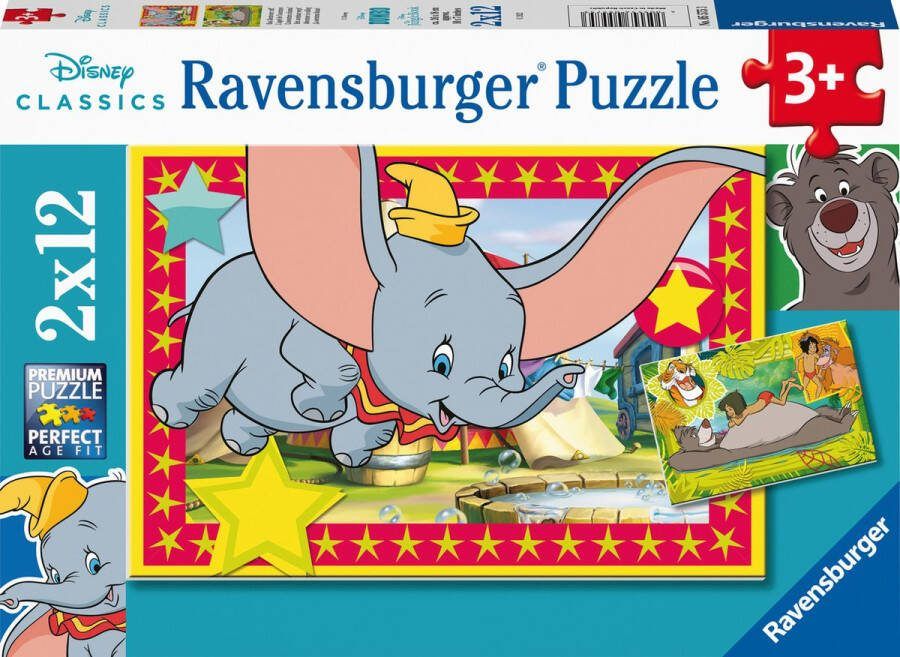 Ravensburger puzzel Disney Animal Twee puzzels 12 stukjes kinderpuzzel