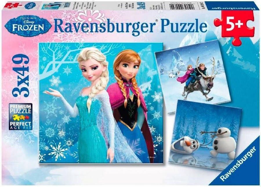 Ravensburger puzzel Disney Frozen: Avontuur in Winterland 3x49 stukjes kinderpuzzel