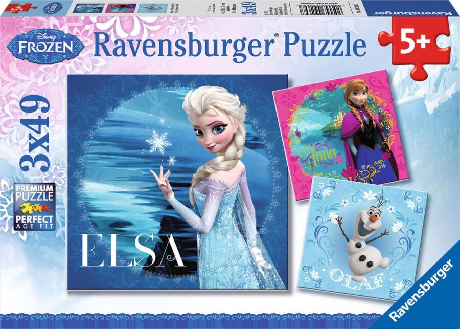 Ravensburger puzzel Disney Frozen Elsa Anna & Olaf 3x49 stukjes kinderpuzzel