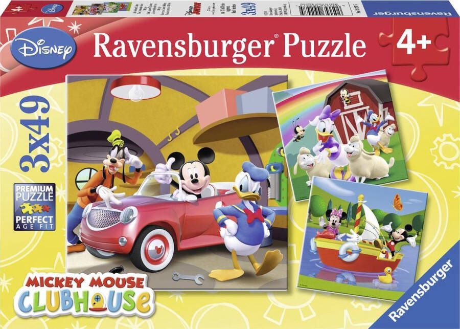 Ravensburger puzzel Disney Mickey Mouse: Iedereen houdt van Mickey 3x49 stukjes kinderpuzzel