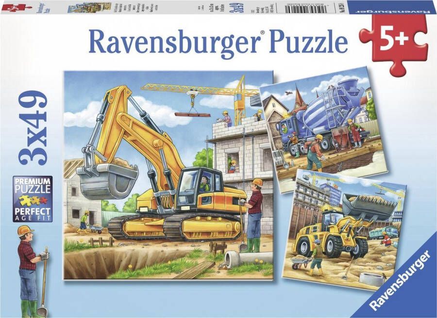 Ravensburger puzzel Grote bouwvoertuigen 3x49 stukjes kinderpuzzel
