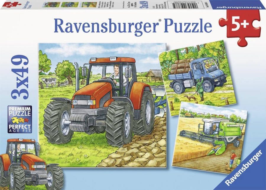 Ravensburger puzzel Grote Landbouwmachines 3x49 stukjes Kinderpuzzel