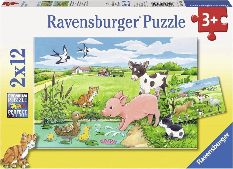 Ravensburger puzzel Jonge dieren op het platteland Twee puzzels 12 stukjes kinderpuzzel