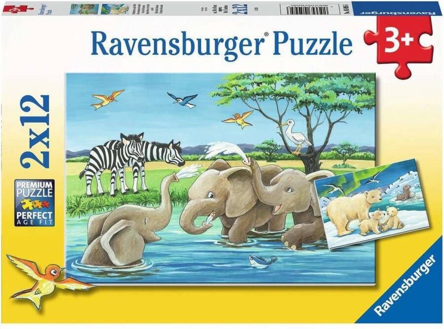 Ravensburger puzzel Jonge dieren uit de hele wereld 2 x 12 stukjes