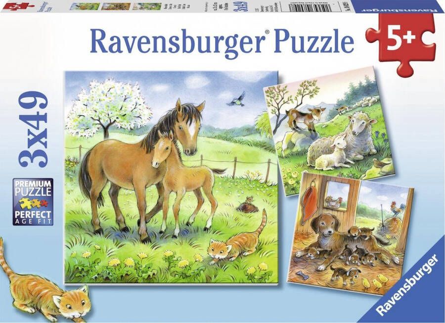 Ravensburger puzzel Knuffeltijd 3x49 stukjes kinderpuzzel