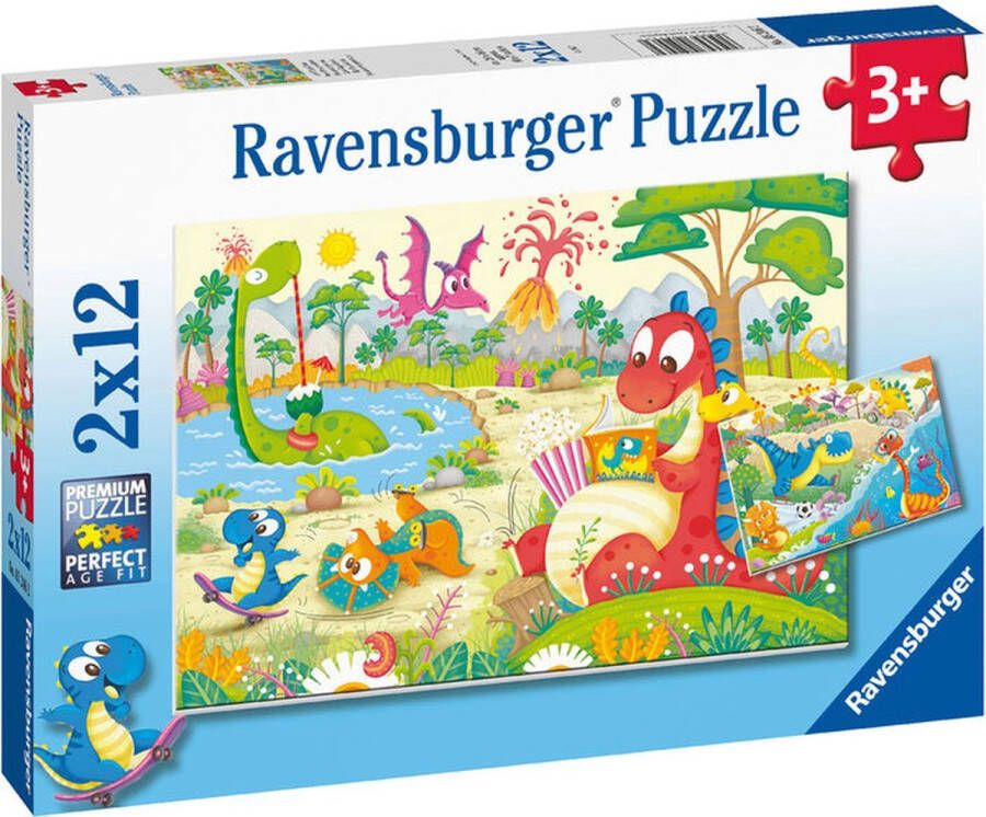 Ravensburger puzzel Lievelingsdino's Twee puzzels 12 stukjes kinderpuzzel