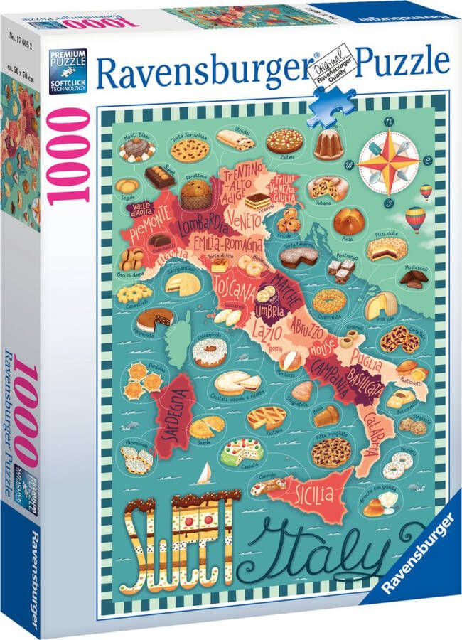 Ravensburger puzzel Map of Italy Sweet Legpuzzel 1000 stukjes