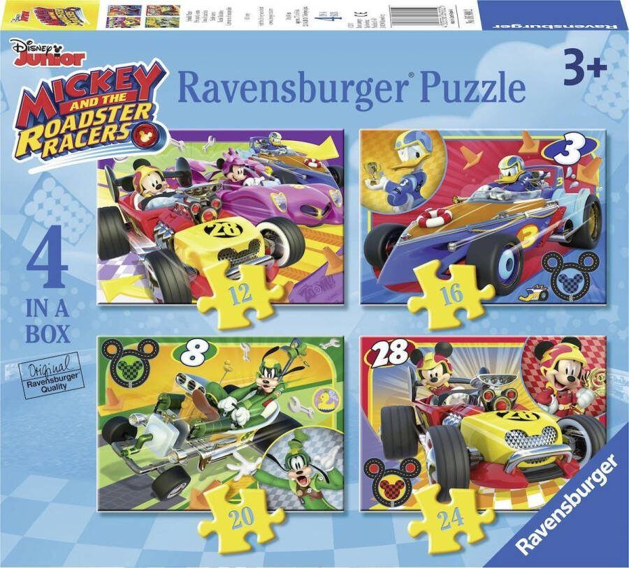 Ravensburger puzzel Mickey and the Roadster racers Vier puzzels 12+16+20+24 stukjes kinderpuzzel