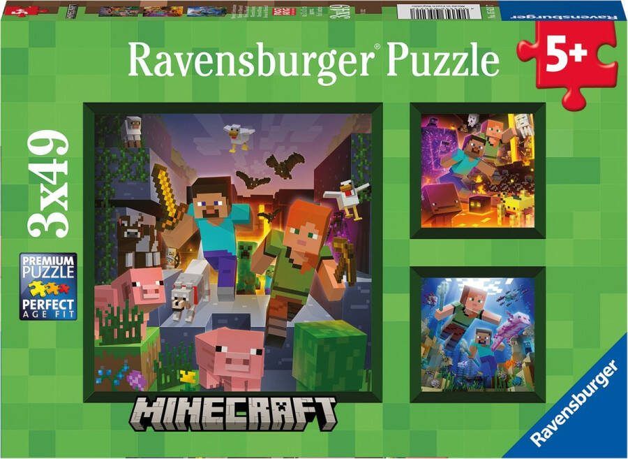 Ravensburger puzzel Minecraft Biomes Legpuzzel 3x49 stukjes