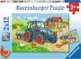 Ravensburger puzzel Op de bouwplaats en boerderij 2x12 stukjes kinderpuzzel - Thumbnail 1