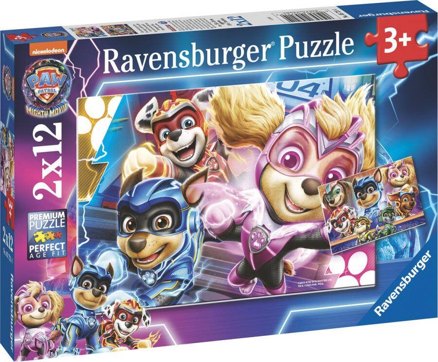Ravensburger puzzel Paw Patrol: The Mighty Movie Legpuzzel 2x12 stukjes