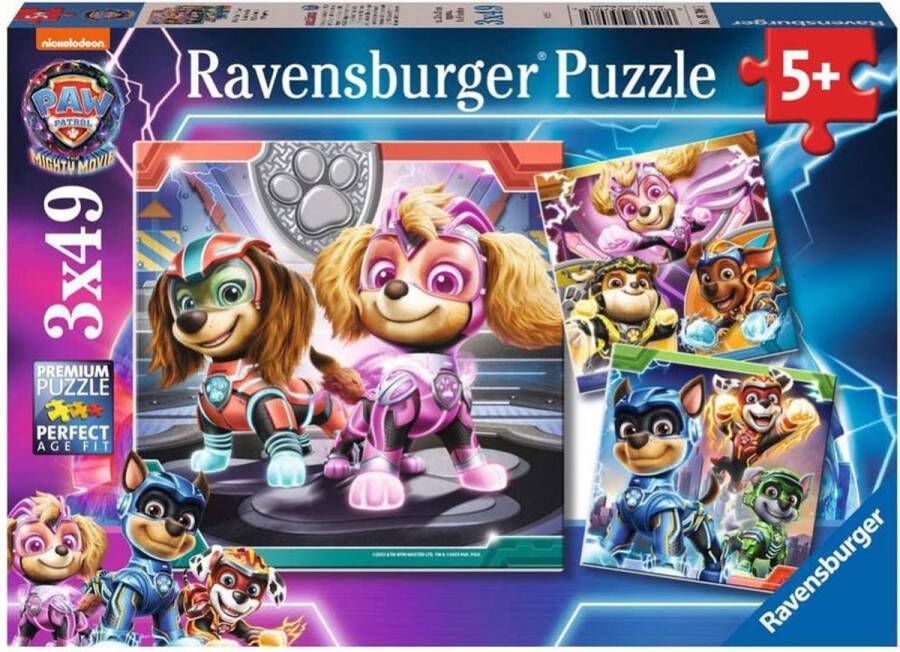 Ravensburger puzzel Paw Patrol: The Mighty Movie Legpuzzel 3x49 stukjes